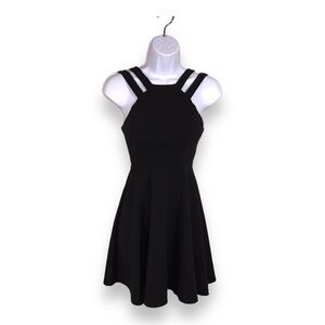 SIZE 0 Y2k ERA B SMART BLACK FIT FLARE EVENT DRESS FORMAL PARTY GOTH SLEEVELESS